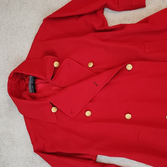 Linda Allard Ellen Tracy red trench coat 2 - Picture 2 of 13